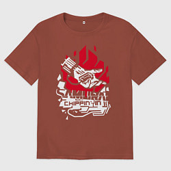 Футболка оверсайз мужская Cyberpunk 2077 SAMURAI, цвет: кирпичный