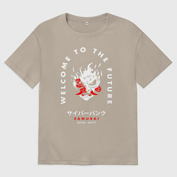 Футболка оверсайз мужская SAMURAI Cyberpunk 2077, цвет: миндальный