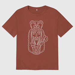Футболка оверсайз мужская Велес Бог Мудрости, цвет: кирпичный