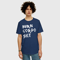 Футболка оверсайз мужская BURN CORPO SHIT, цвет: тёмно-синий — фото 2