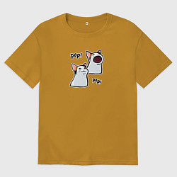 Футболка оверсайз мужская Pop Cat, цвет: горчичный