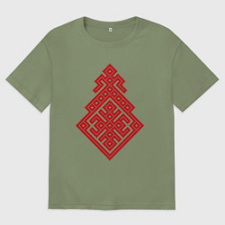 Футболка оверсайз мужская Славянский Оберег Макошь, цвет: авокадо