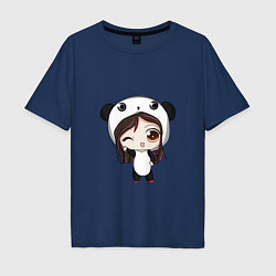 Мужская футболка оверсайз Девочка в костюме панды