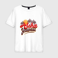 Мужская футболка оверсайз Алоха Гавайи винтажная надпись