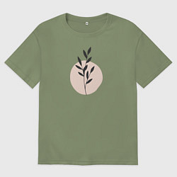Футболка оверсайз мужская Flowers, цвет: авокадо