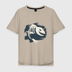 Мужская футболка оверсайз Fish Bone Скелет Рыбы