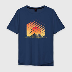 Футболка оверсайз мужская Mountain Galaxy Sunset, цвет: тёмно-синий