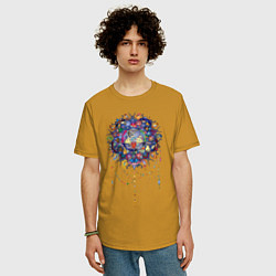 Футболка оверсайз мужская Мандала Шивы, цвет: горчичный — фото 2