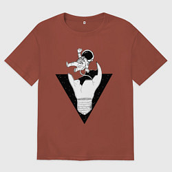 Футболка оверсайз мужская Космонавт падает, цвет: кирпичный