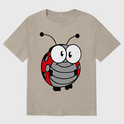Футболка оверсайз мужская Удивленная божья коровка, цвет: миндальный