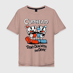 Мужская футболка оверсайз Cuphead, Dont deal with devil