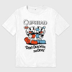Мужская футболка оверсайз Cuphead, Dont deal with devil