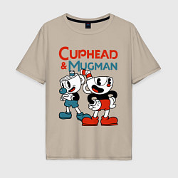 Футболка оверсайз мужская Cuphead & Mugman, цвет: миндальный