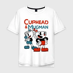 Футболка оверсайз мужская Cuphead & Mugman, цвет: белый