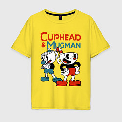 Мужская футболка оверсайз Cuphead & Mugman