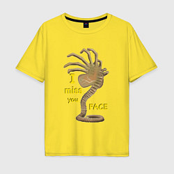 Футболка оверсайз мужская I miss you face, цвет: желтый