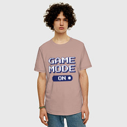 Футболка оверсайз мужская Game Mode On Пиксель арт, цвет: пыльно-розовый — фото 2