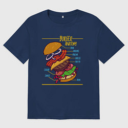 Футболка оверсайз мужская Схема Анатомия Бургера, цвет: тёмно-синий