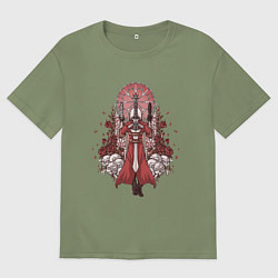 Футболка оверсайз мужская Данте в розах, цвет: авокадо