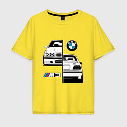 Футболка оверсайз мужская BMW M3 E 36 БМВ М3 E 36, цвет: желтый