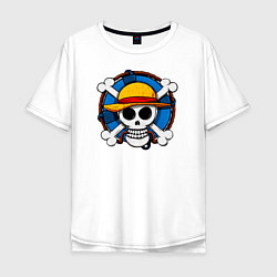 Футболка оверсайз мужская Пиратский знак из One Piece, цвет: белый