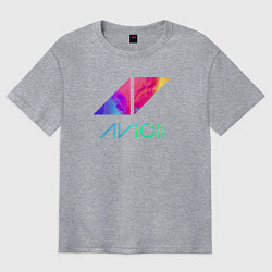 Футболка оверсайз мужская AVICII RAIBOW, цвет: меланж