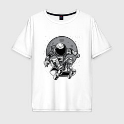 Мужская футболка оверсайз Космонавт на скейтборде
