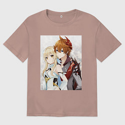 Футболка оверсайз мужская Lumine and tartaglia, цвет: пыльно-розовый