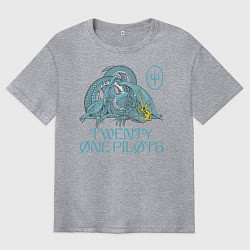 Футболка оверсайз мужская Twenty one pilots SaI Дракон, цвет: меланж