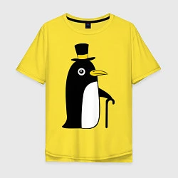 Футболка оверсайз мужская Пингвин в шляпе, цвет: желтый
