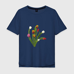 Мужская футболка оверсайз Букет разноцветных тюльпанов