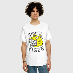 Футболка оверсайз мужская Tofu Tiger Тигр Сыр Тофу, цвет: белый — фото 2