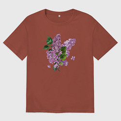 Футболка оверсайз мужская СИРЕНЬ АКВАРЕЛЬЮ, цвет: кирпичный