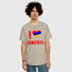 Футболка оверсайз мужская I Love Armenia, цвет: миндальный — фото 2