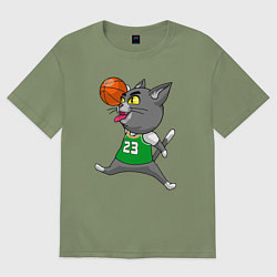 Футболка оверсайз мужская Jordan Cat, цвет: авокадо