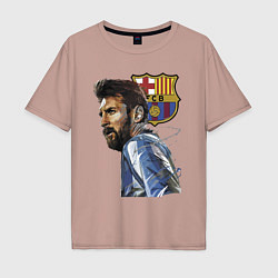 Футболка оверсайз мужская Lionel Messi Barcelona Argentina Striker, цвет: пыльно-розовый