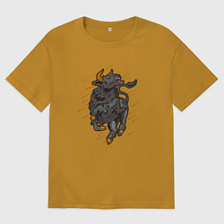 Футболка оверсайз мужская Бык, цвет: горчичный