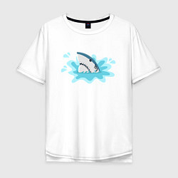 Футболка оверсайз мужская Акула в воде, цвет: белый