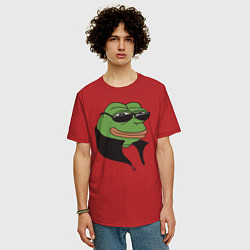 Футболка оверсайз мужская Лягушонок Пепе, цвет: красный — фото 2