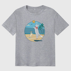 Футболка оверсайз мужская Cat Volleyball, цвет: меланж