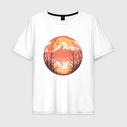 Мужская футболка оверсайз Камчатка Закат на фоне вулкана