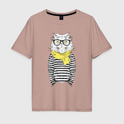 Мужская футболка оверсайз Hipster Cat