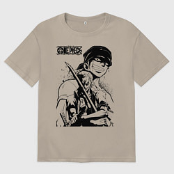 Футболка оверсайз мужская Ророноа Зоро One Piece, цвет: миндальный