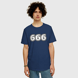 Футболка оверсайз мужская 666, цвет: тёмно-синий — фото 2