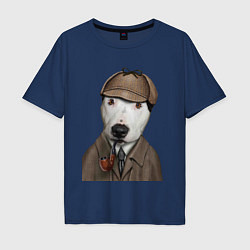 Футболка оверсайз мужская Собака Шерлок Холмс, цвет: тёмно-синий