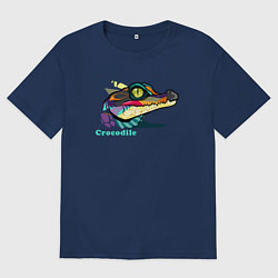 Футболка оверсайз мужская Крокодил, цвет: тёмно-синий
