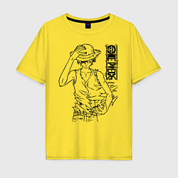 Футболка оверсайз мужская Луффи One Piece Большой куш, цвет: желтый