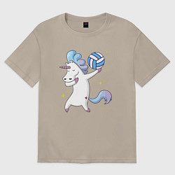 Футболка оверсайз мужская Unicorn Volleyball, цвет: миндальный