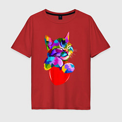 Мужская футболка оверсайз РАДУЖНЫЙ КОТИК RAINBOW KITTY