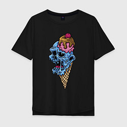 Футболка оверсайз мужская Horror ice cream, цвет: черный